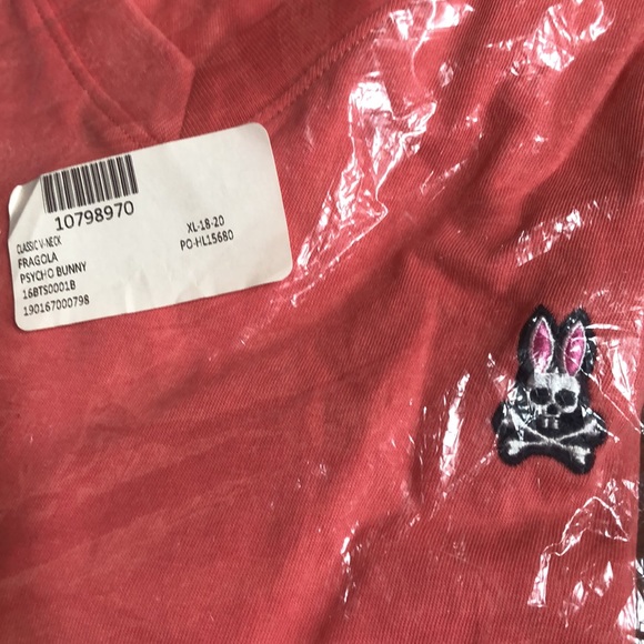 NWT Boys PSYCHO BUNNY Classic V Neck XL 18 / 20 Fragola 100% Pima Cotton Top - Picture 2 of 9